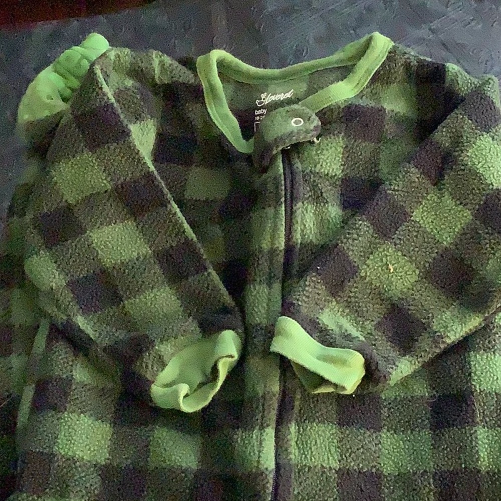 Green and Black Buffalo check Blanket Sleeper size 18-24 months.